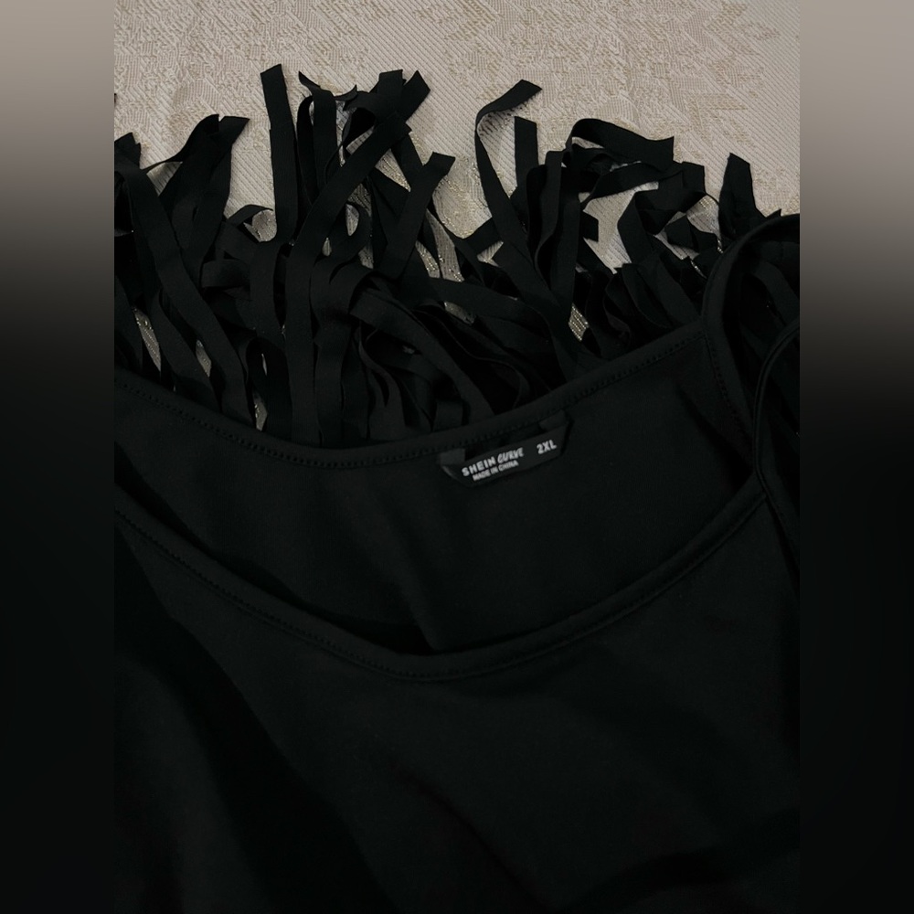 SHEIN Black Fringe Top & Multicolor Cardigan Set Size Women’s Plus 2X NWOT - Picture 10 of 15